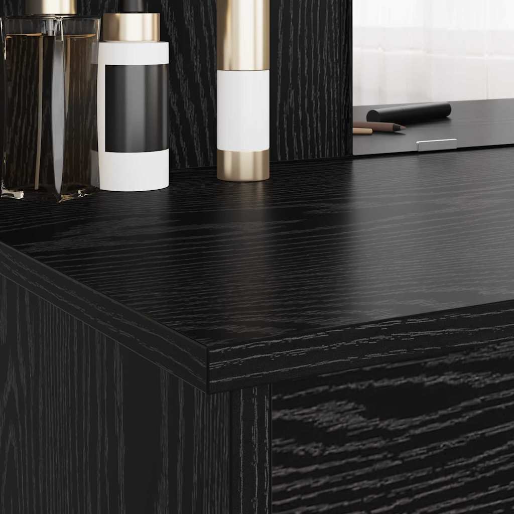 Dressing Table with Mirror Black Oak 96 x 39 x 142 cm