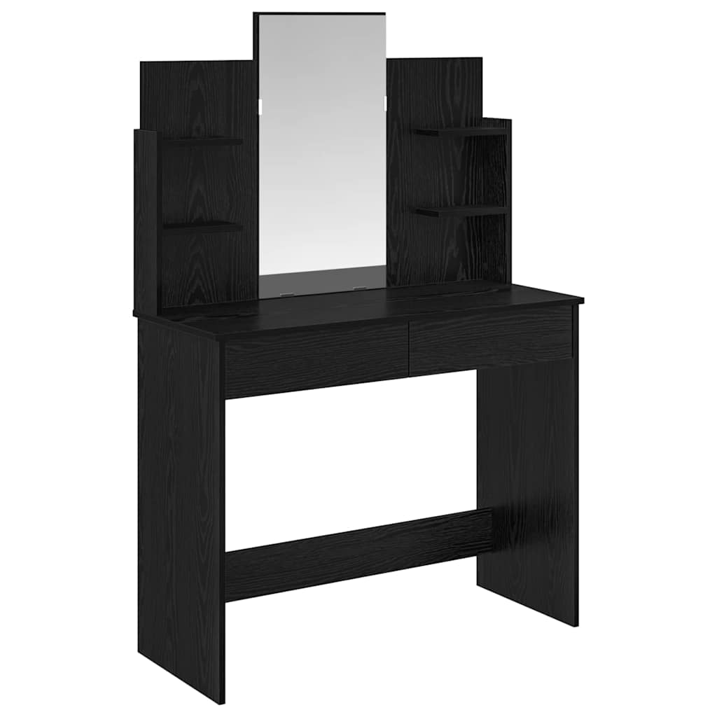 Dressing Table with Mirror Black Oak 96 x 39 x 142 cm