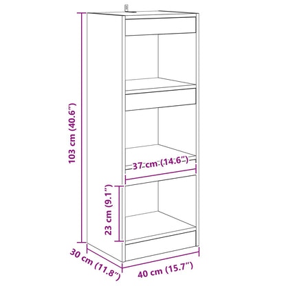 Book Cabinet 3-Tier 40 x 30 x 103 cm Engineered Wood Old wood
