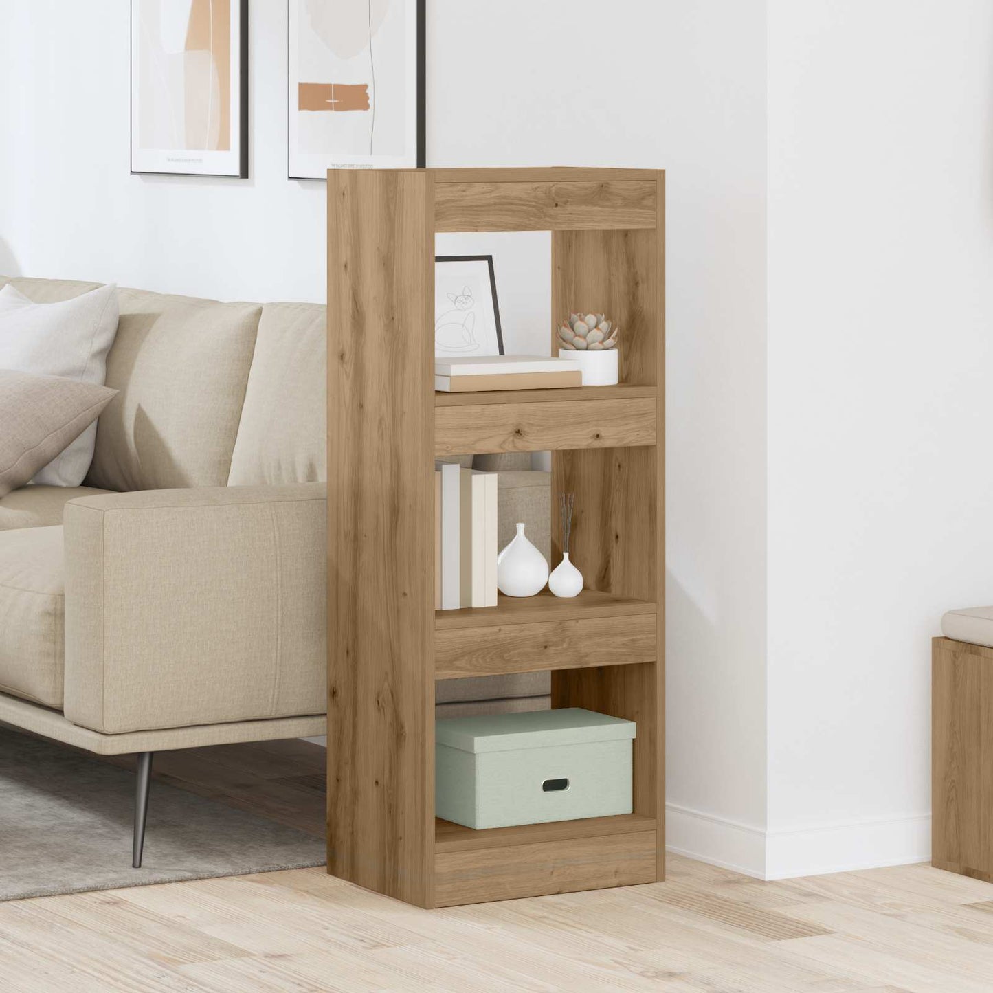 Book Cabinet 3-Tier 37 x 30 x 103 cm Engineered Wood