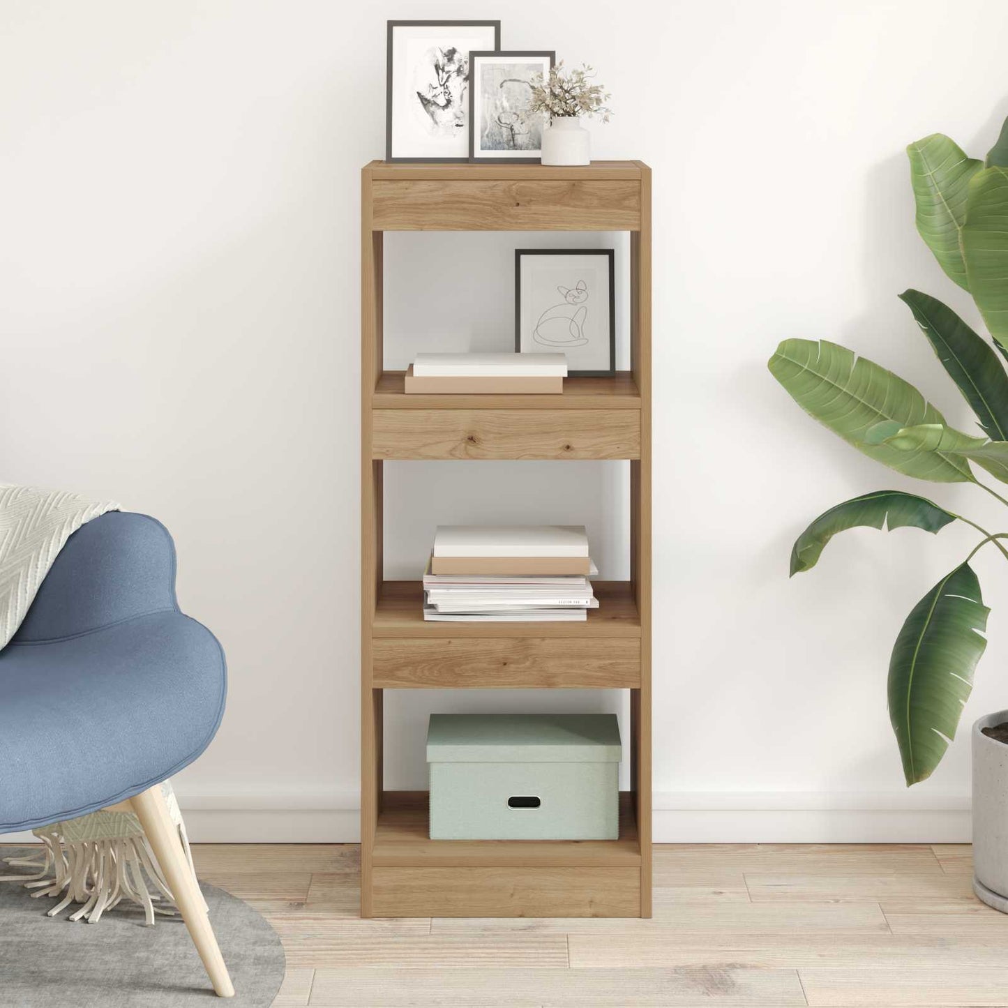 Book Cabinet 3-Tier 37 x 30 x 103 cm Engineered Wood