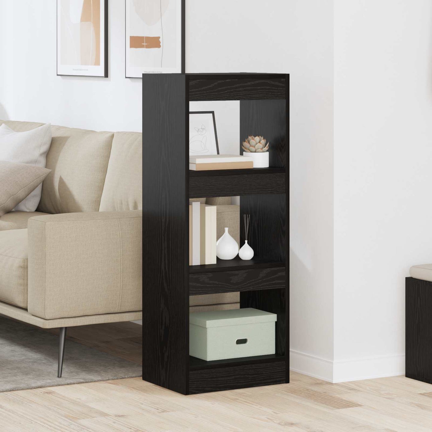 Book Cabinet Black oak 37 x 30 x 103 cm Engineered wood