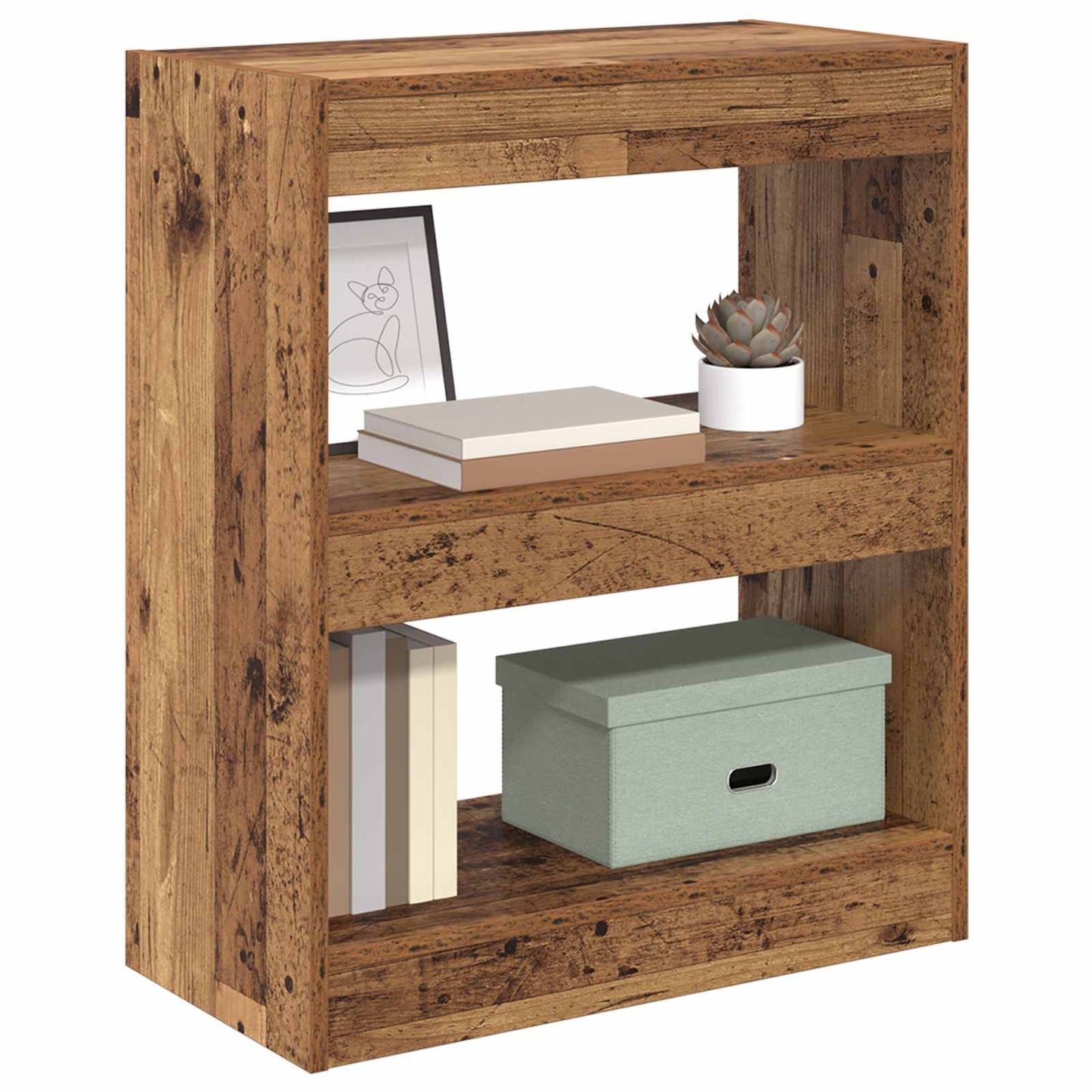 Book Cabinet 2-Tier 60 x 30 x 72 cm Engineered Wood Old Wood