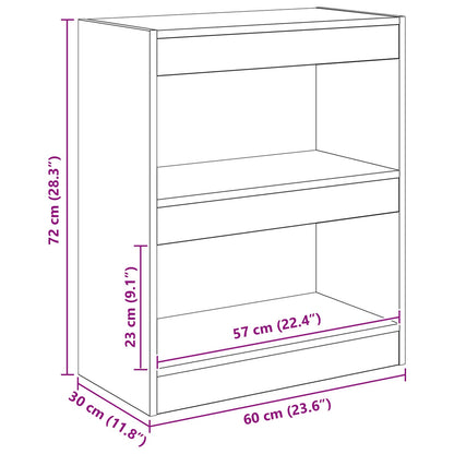 Book Cabinet 2-Tier 60 x 30 x 72 cm Engineered Wood Old Wood