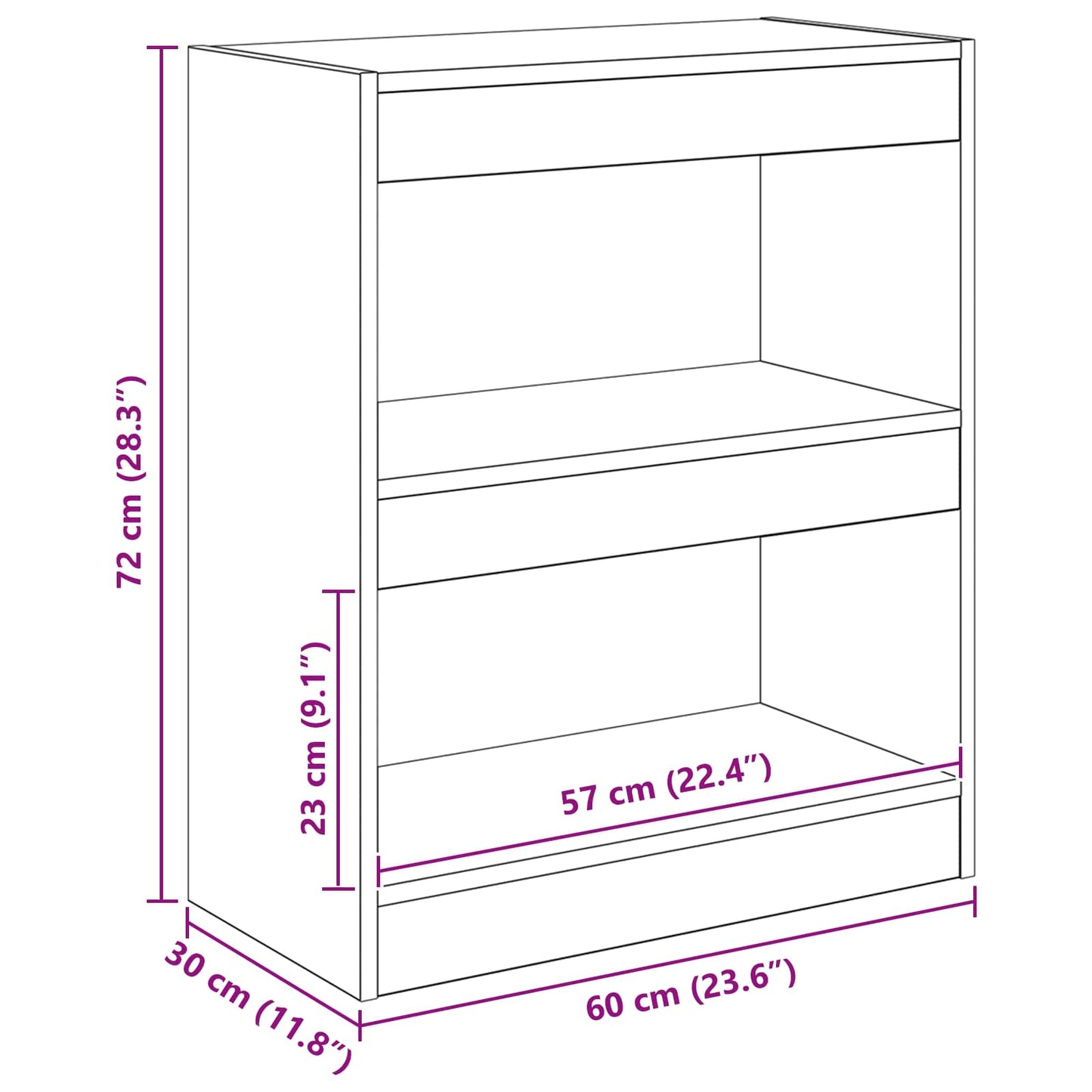 Book Cabinet 2-Tier 60 x 30 x 72 cm Engineered Wood Artisan Oak