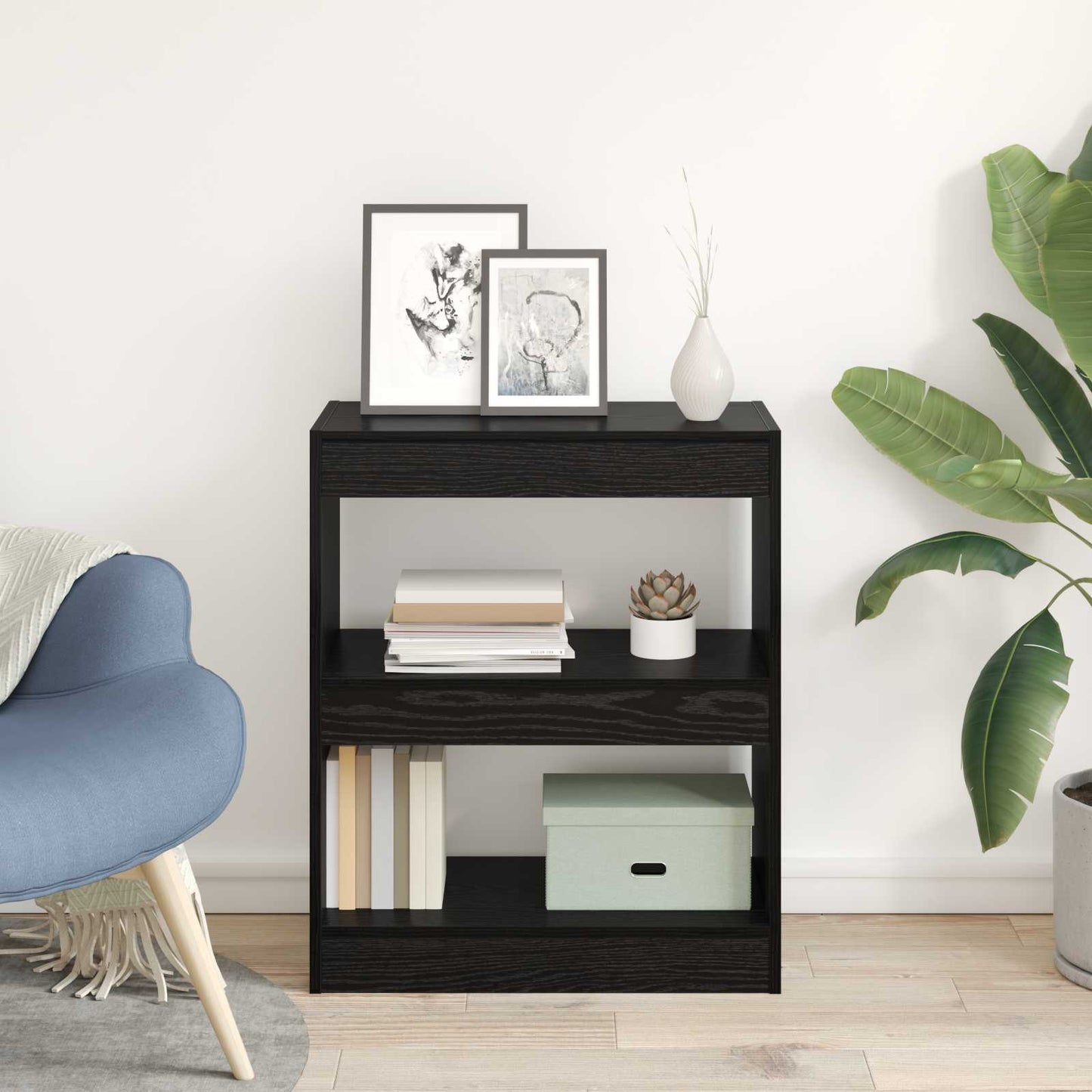 Book Cabinet Black Oak 60 x 30 x 72 cm Engineered Wood