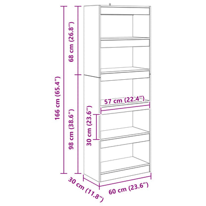 Book Cabinet 5-Tier 60 x 30 x 166 cm Engineered Wood Old wood