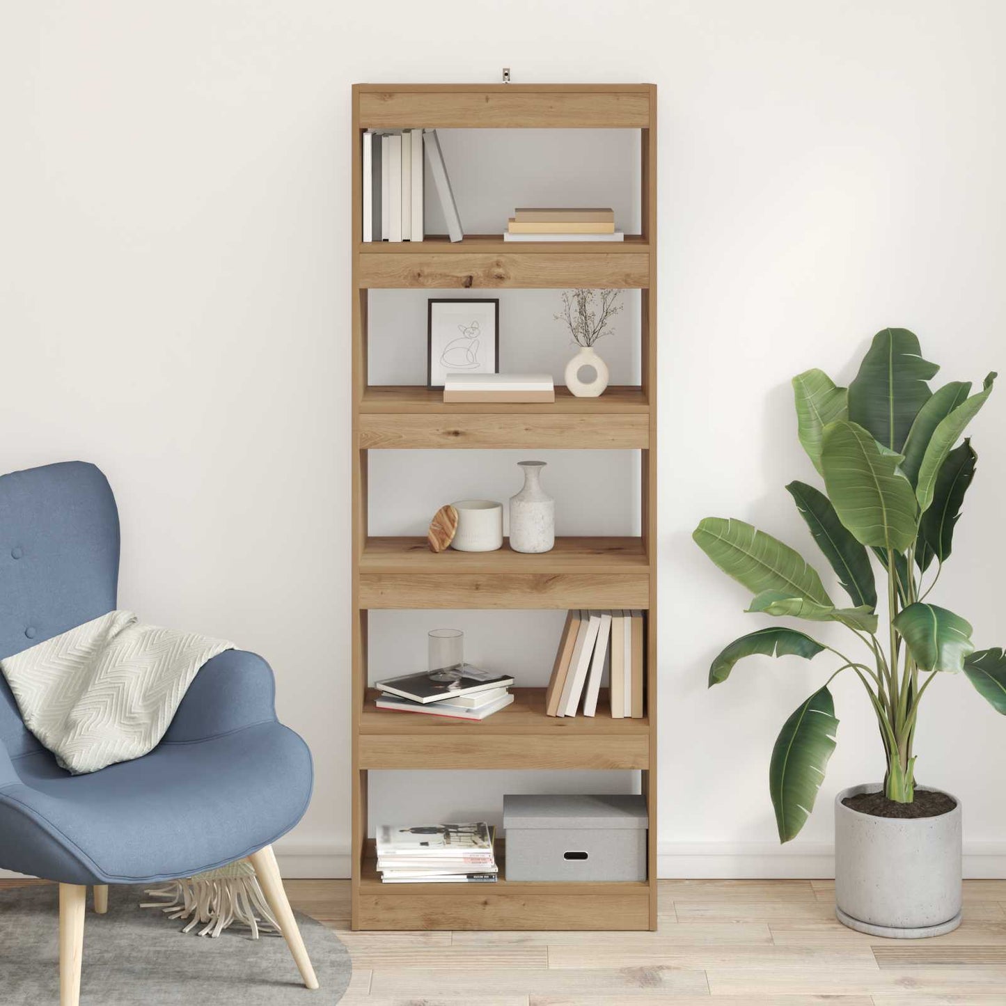 Book Cabinet 5-Tier 60 x 30 x 166 cm Engineered Wood