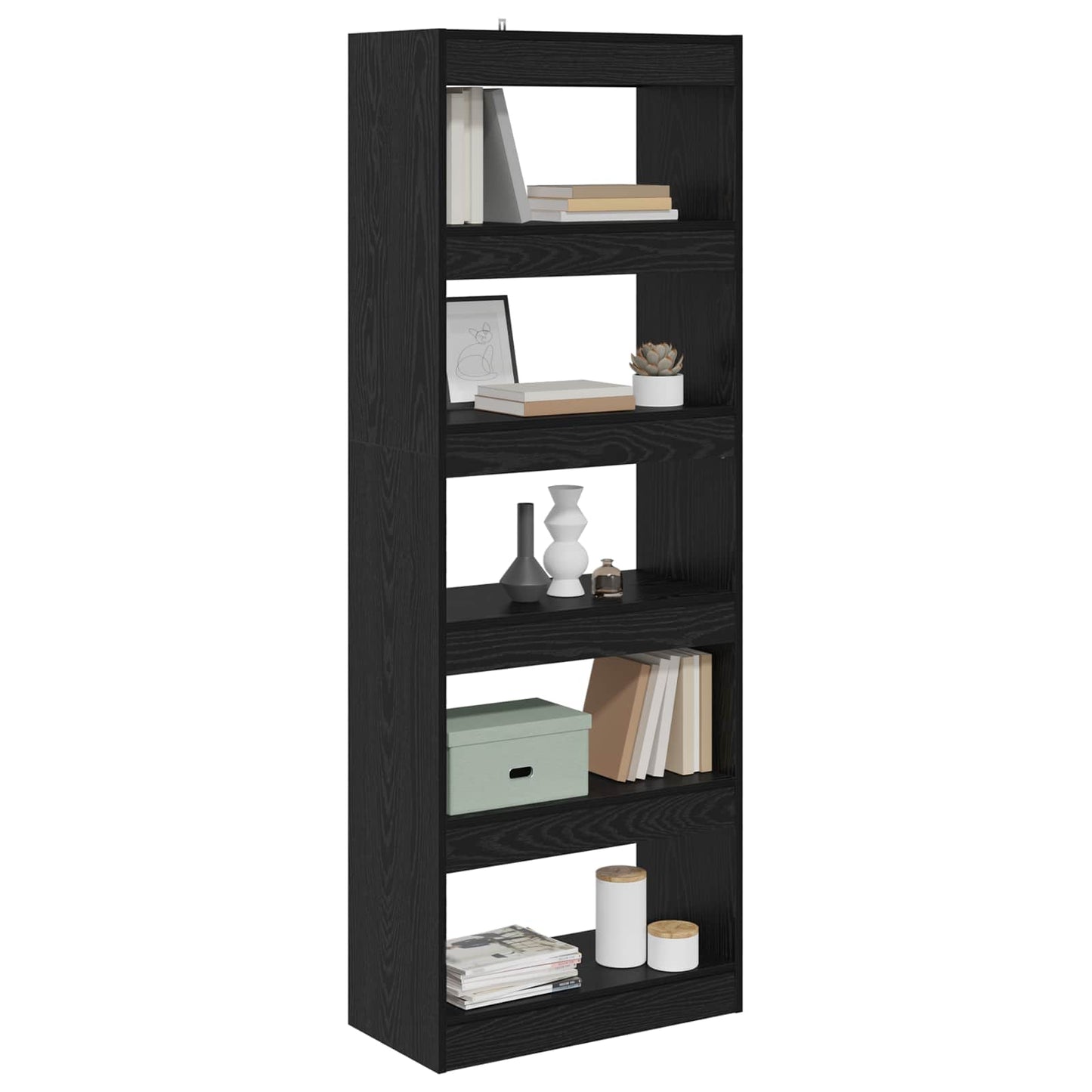 Book Cabinet Black oak 60 x 30 x 166 cm Engineered wood