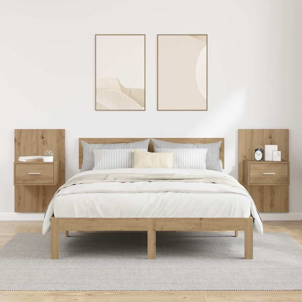 Bedside Cabinet with Drawer 2 pcs Artisan Oak 50 x 32.5 x 80cm