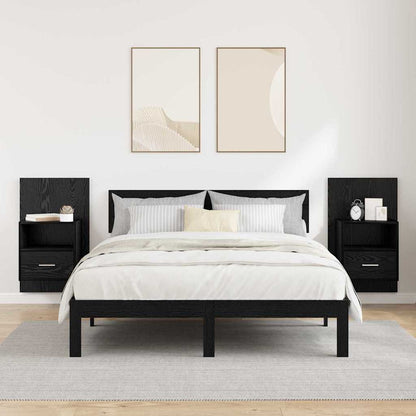 Bedside Cabinet with Drawer 2 pcs Black Oak 50 x 32.5 x 80cm