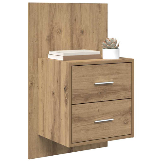 Wall-mounted Bedside Cabinet with Drawer 2 pcs Artisan Oak