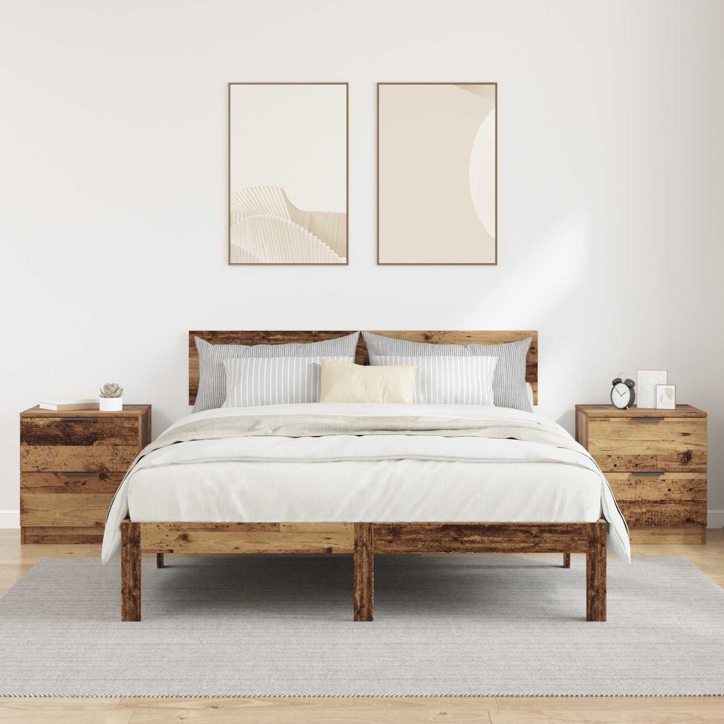 Bedside Cabinet 2 pcs Old Wood 45 x 39 x 50cm Engineered Wood