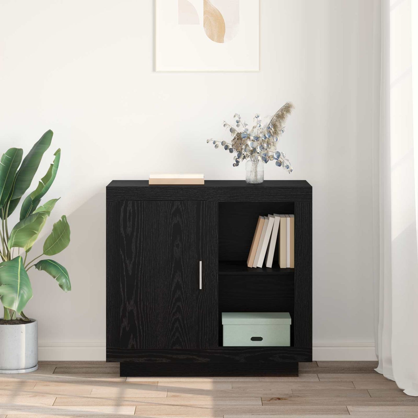 Sideboard Black Oak 80 x 40 x 75 cm Engineered Wood