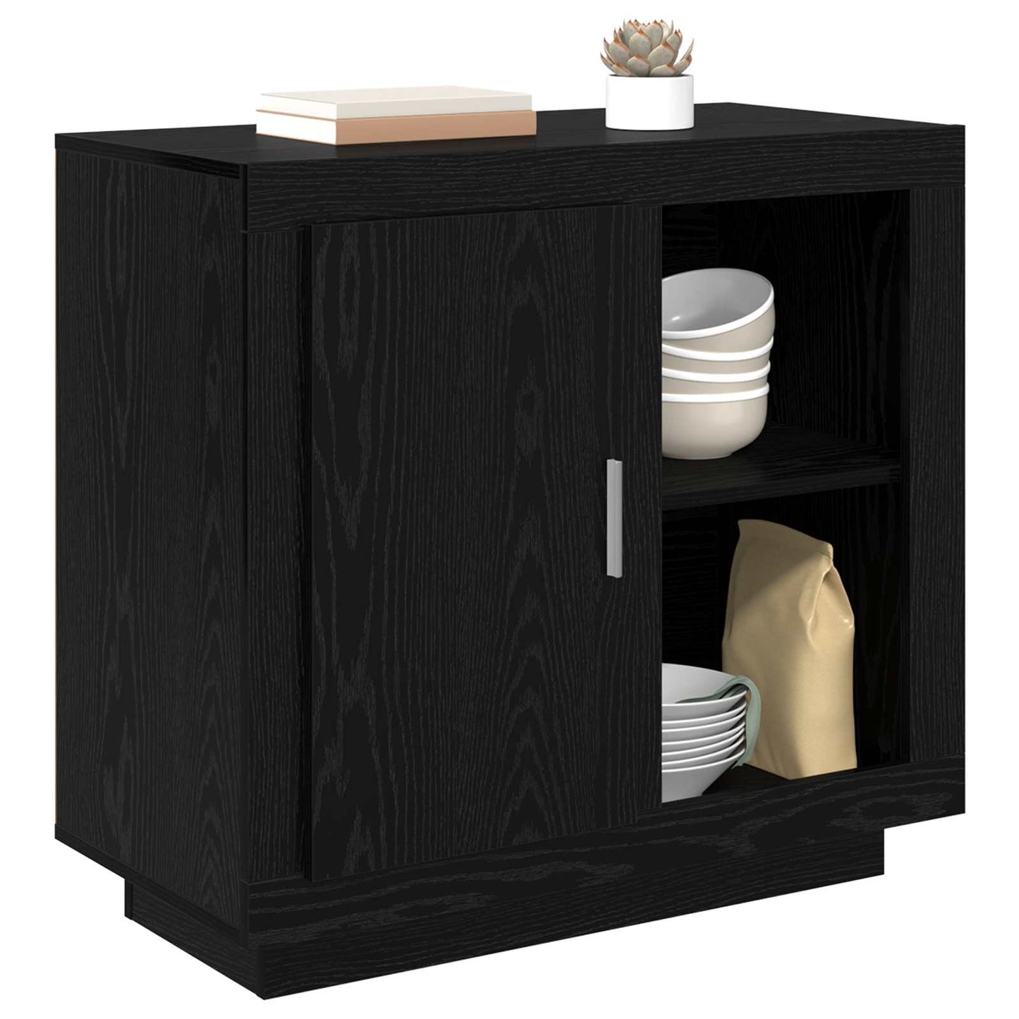 Sideboard Black Oak 80 x 40 x 75 cm Engineered Wood