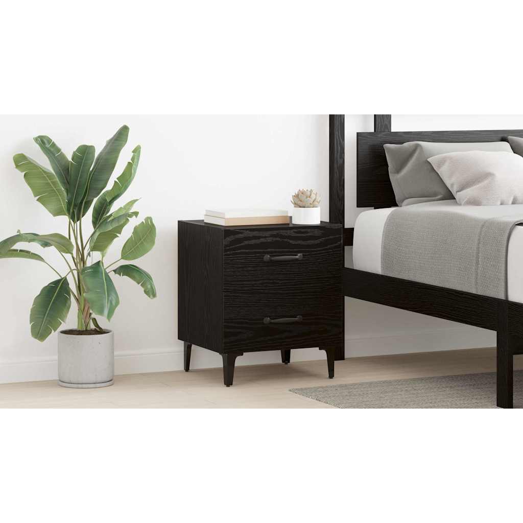 Bed Cabinet Black Oak 40 x 35 x 47.5 cm Engineered Wood