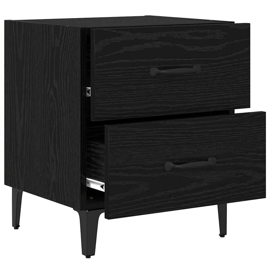 Bed Cabinet Black Oak 40 x 35 x 47.5 cm Engineered Wood