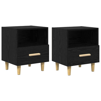 Bedside Cabinet 2 pcs Black Oak 40 x 35 x 47 cm Engineered Wood