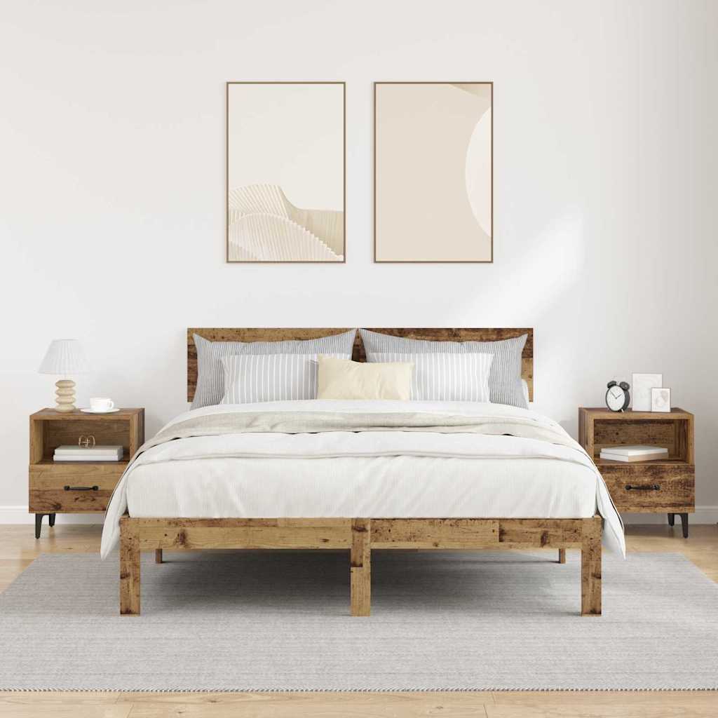 Bedside Cabinet with Drawer 2 pcs Old wood 40 x 35 x 47.5 cm