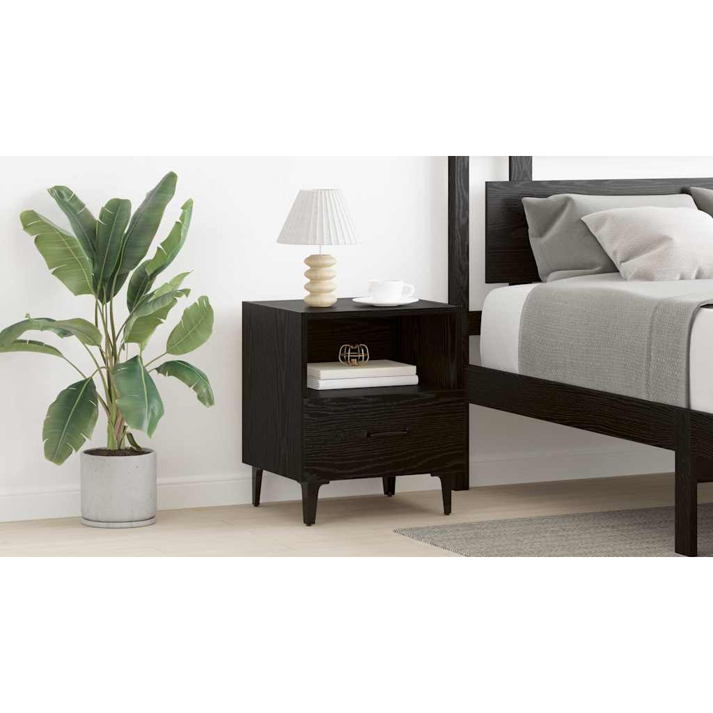 Bedside Cabinet Black oak 40 x 35 x 47.5 cm Engineered wood