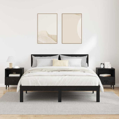 Bedside Cabinet with Drawer 2 pcs Black oak 40 x 35 x 47.5 cm