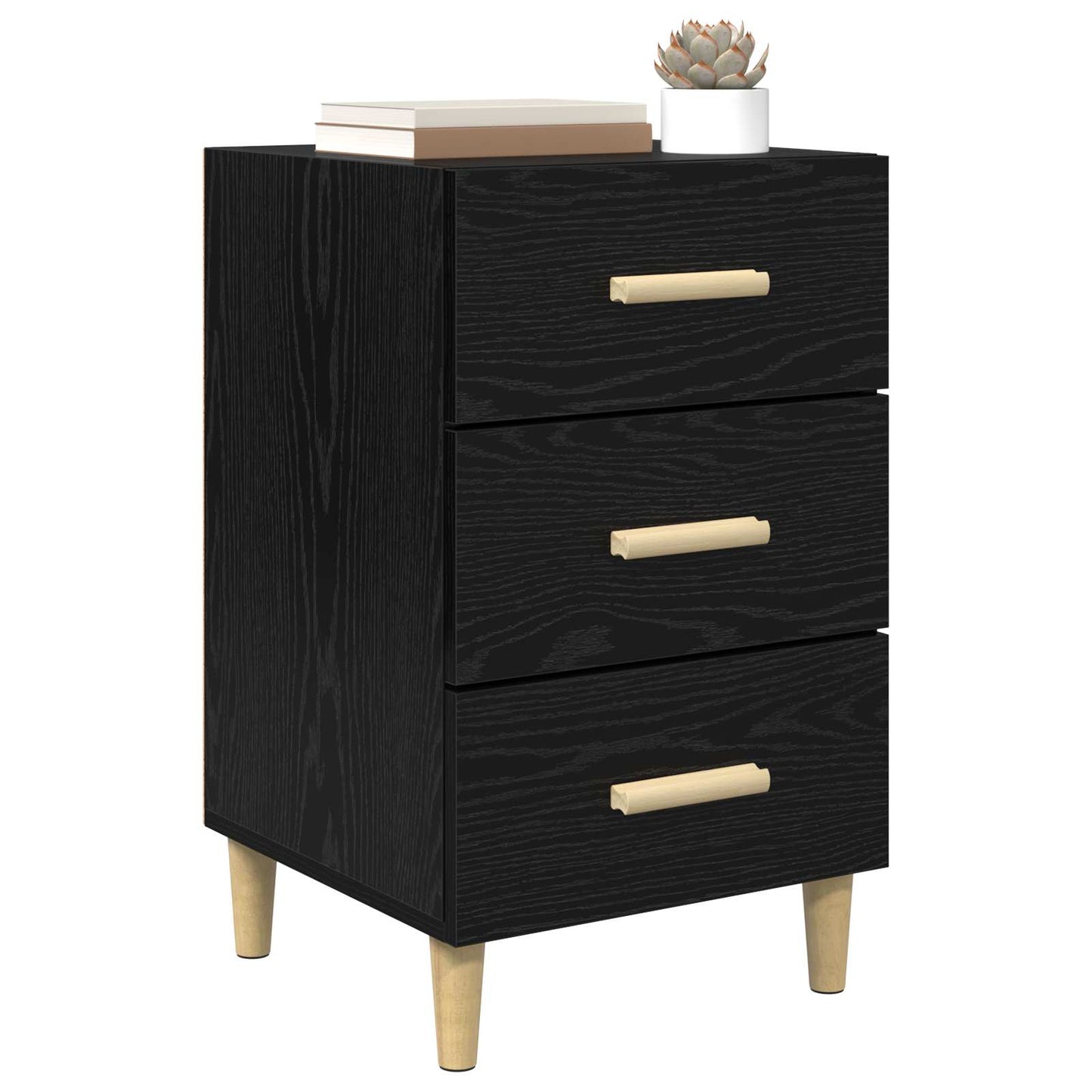 Bedside Cabinet Black Oak 40 x 40 x 66 cm Engineered Wood