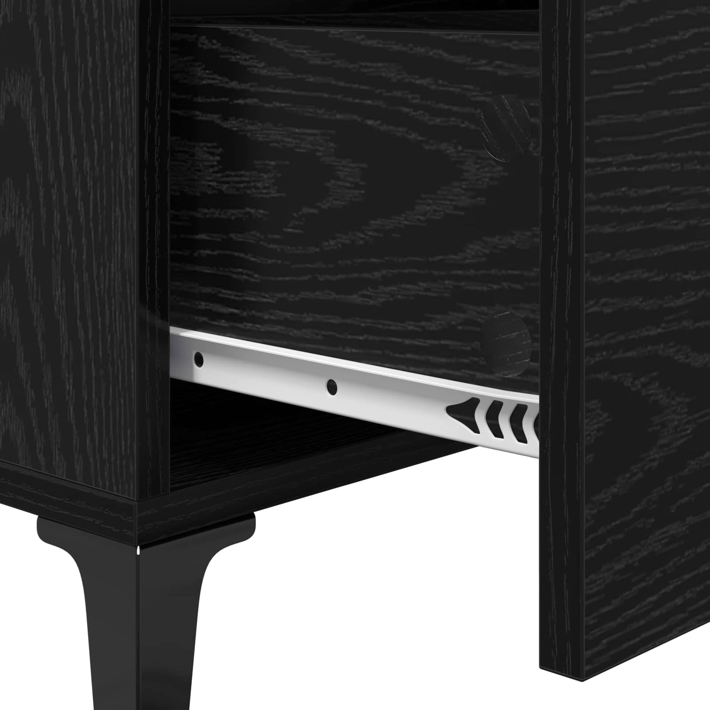Sideboard Black Oak 69.5 x 34 x 90 cm Engineered Wood and Iron