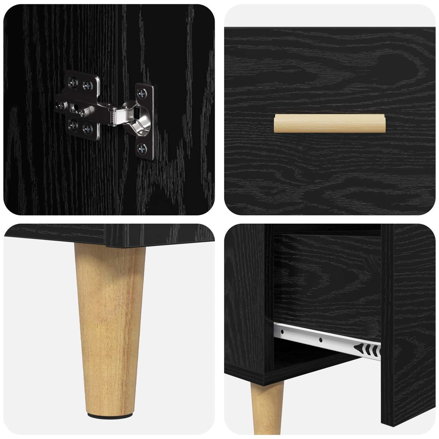 Sideboard Black oak 34 x 69.5 x 90 cm Engineered wood
