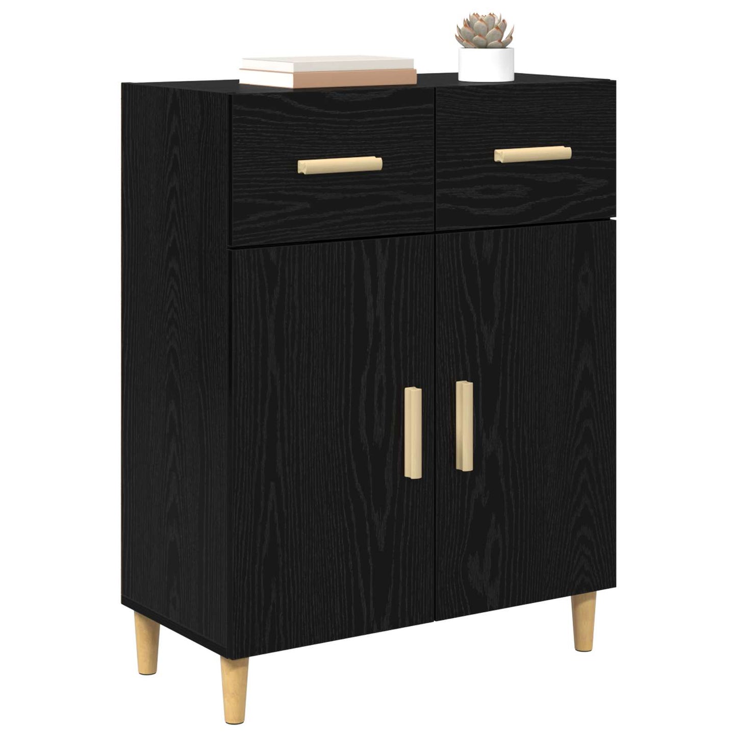 Sideboard Black oak 34 x 69.5 x 89 cm Engineered Wood