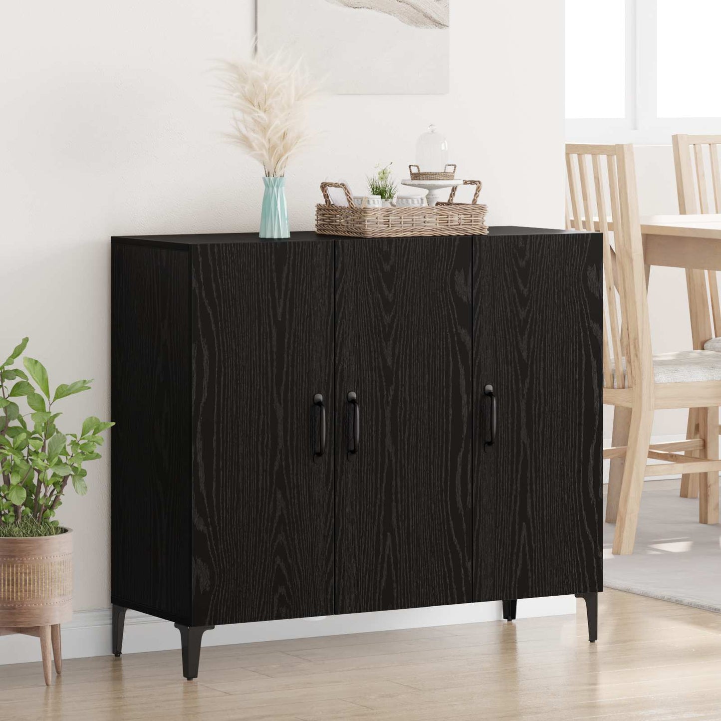Sideboard Black oak 34 x 90 x 80 cm Engineered wood