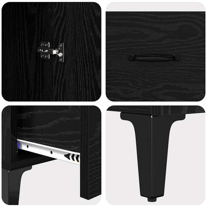 Highboard Black Oak 70 x 31 x 115 cm Engineered Wood and Iron