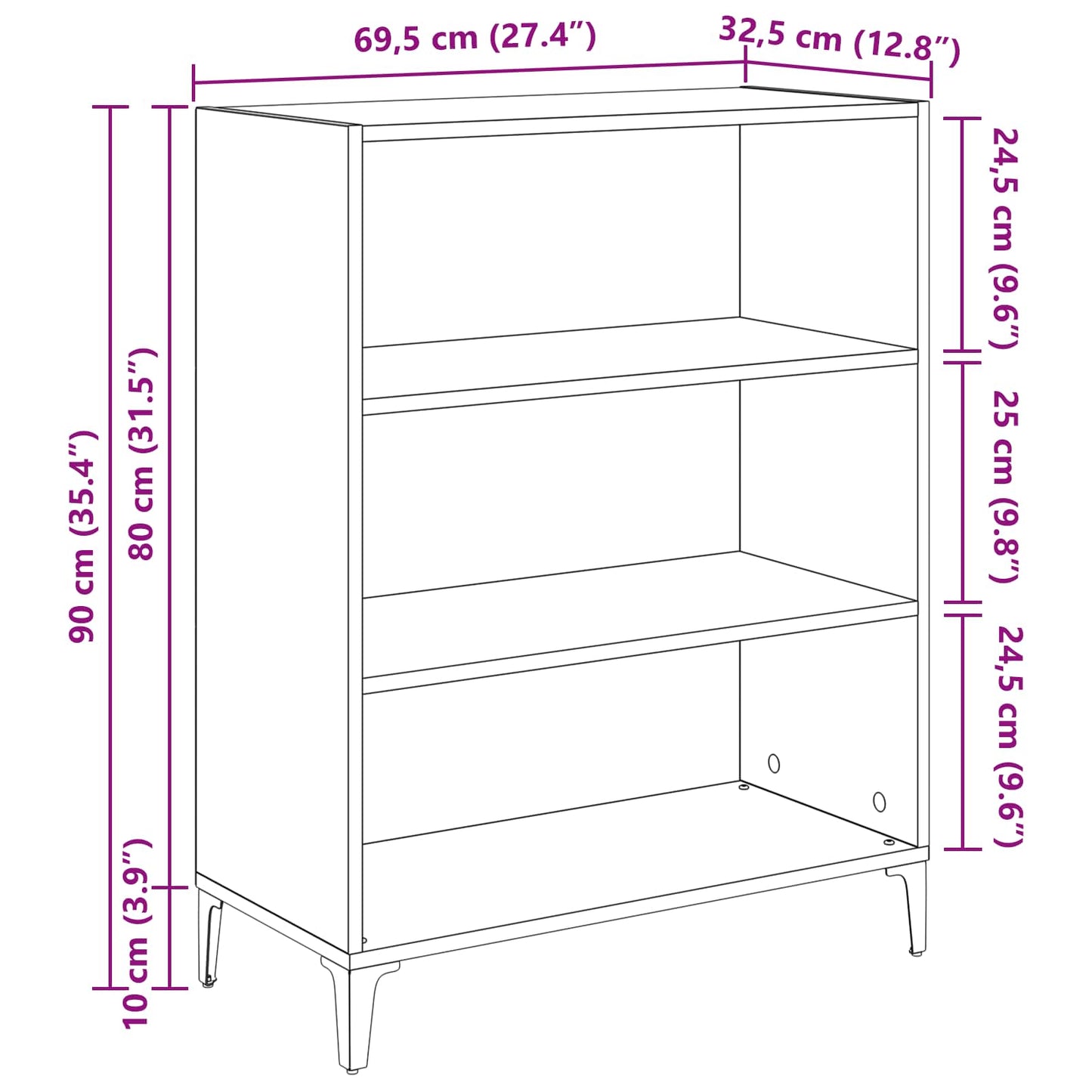 Sideboard Old Wood 69.5 x 32.5 x 90 cm Engineered Wood