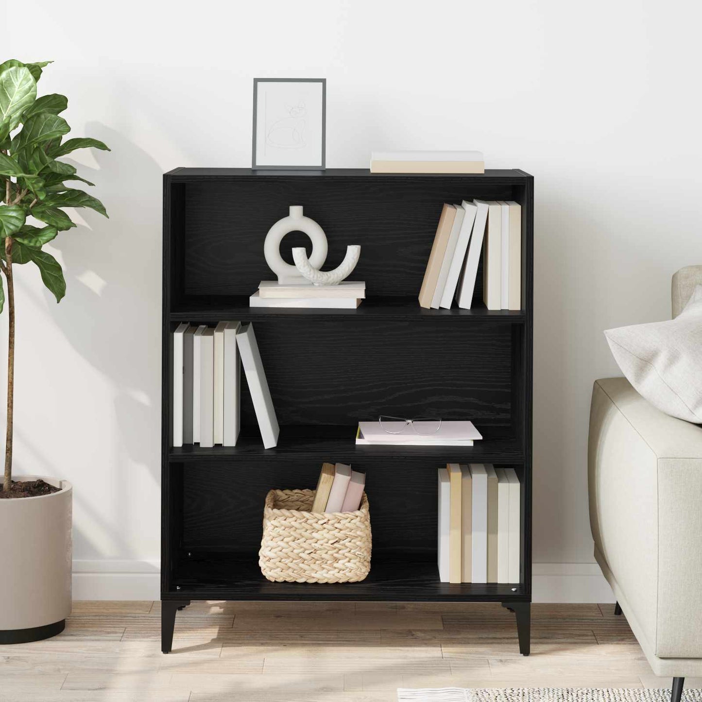 Sideboard Black Oak 69.5 x 32.5 x 90 cm Engineered Wood