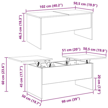 Coffee Table Old Wood 102 x 50.5 x 46.5 cm Engineered Wood