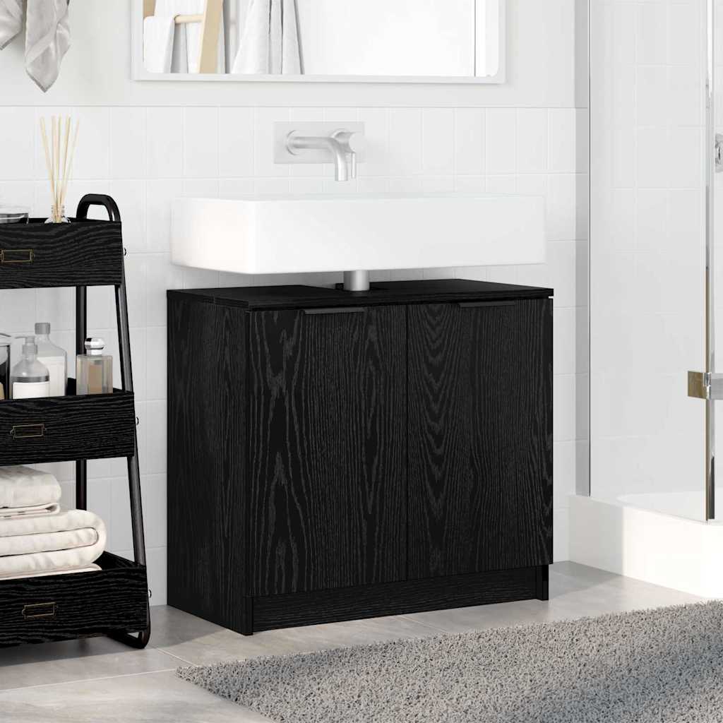 Bathroom Cabinet Black Oak 64.5 x 33.5 x 59 cm Engineered Wood