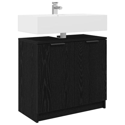 Bathroom Cabinet Black Oak 64.5 x 33.5 x 59 cm Engineered Wood