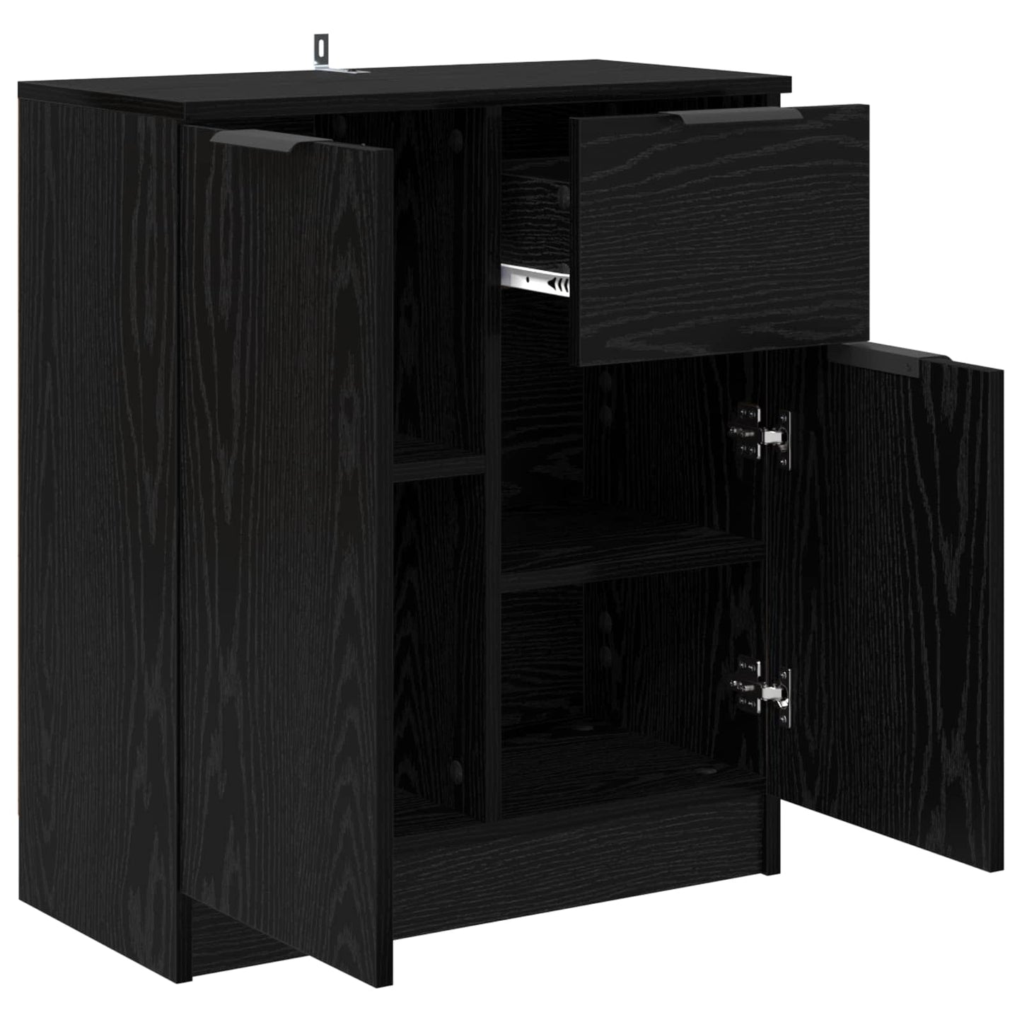 Sideboard with Drawer Black Oak 60 x 30 x 70 cm Engineered Wood