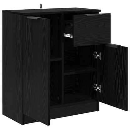 Sideboard with Drawer Black Oak 60 x 30 x 70 cm Engineered Wood