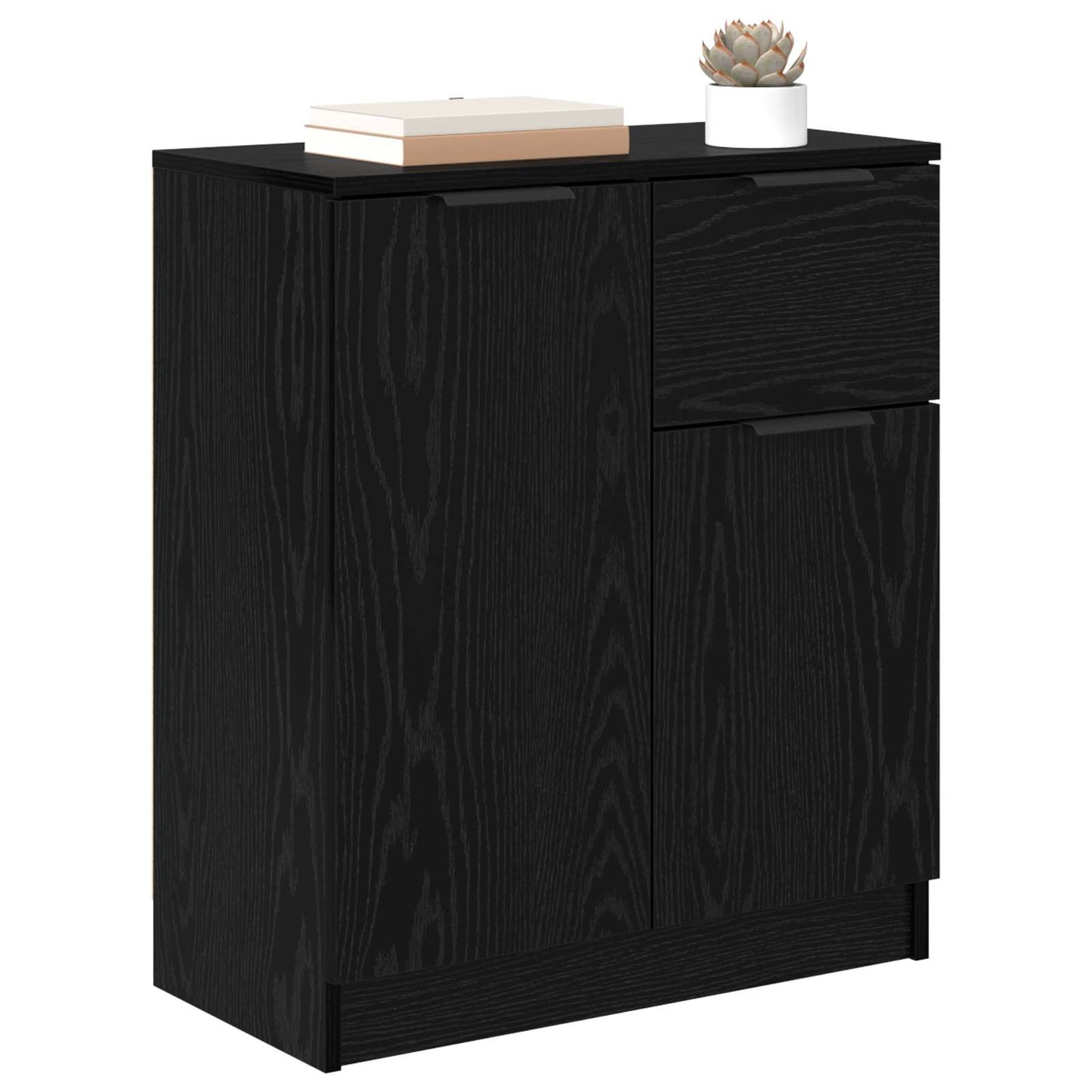 Sideboard with Drawer Black Oak 60 x 30 x 70 cm Engineered Wood