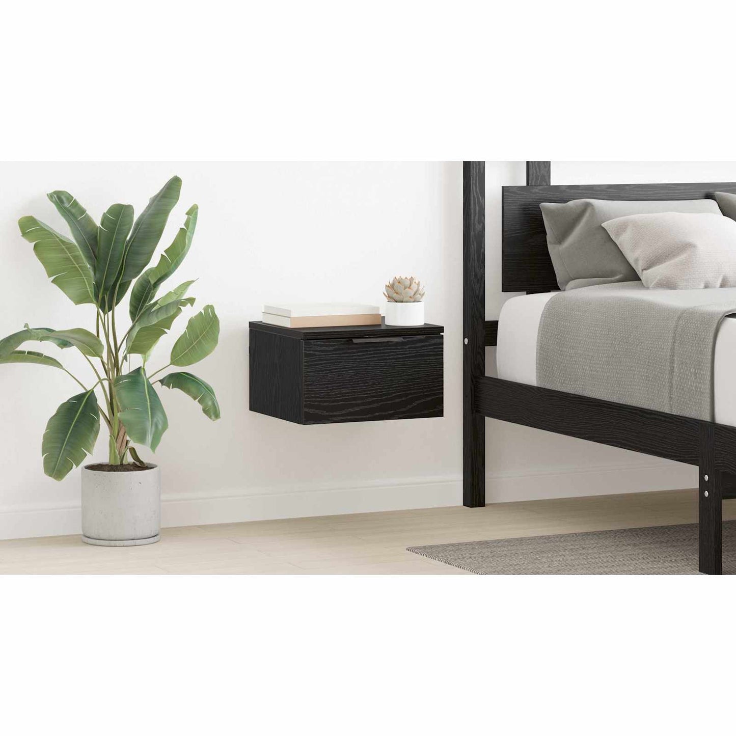 Bedside Cabinet Black Oak 34 x 30 x 20 cm Engineered Wood