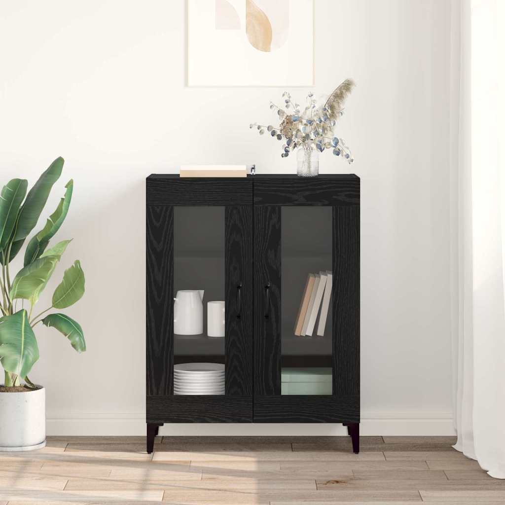 Sideboard Black Oak 69.5 x 34 x 90 cm Engineered Wood and Iron