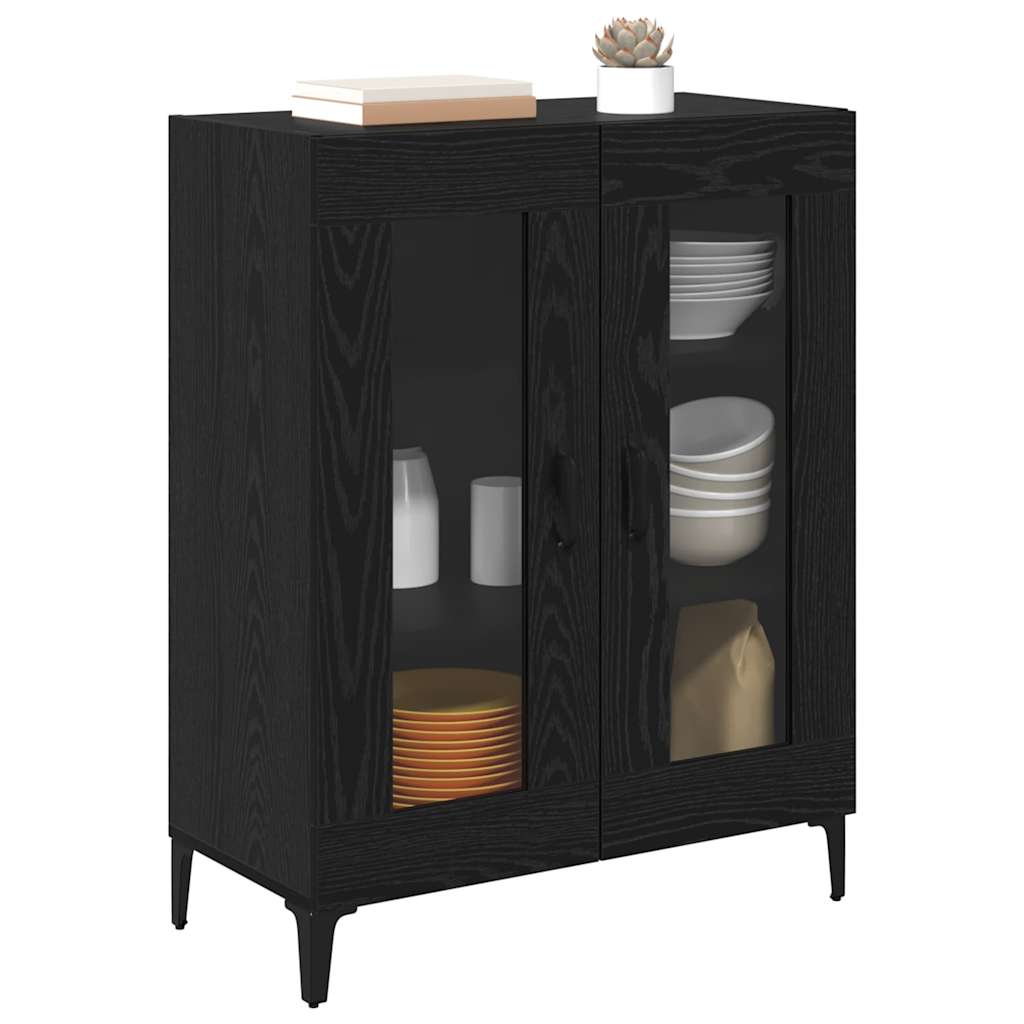 Sideboard Black Oak 69.5 x 34 x 90 cm Engineered Wood and Iron
