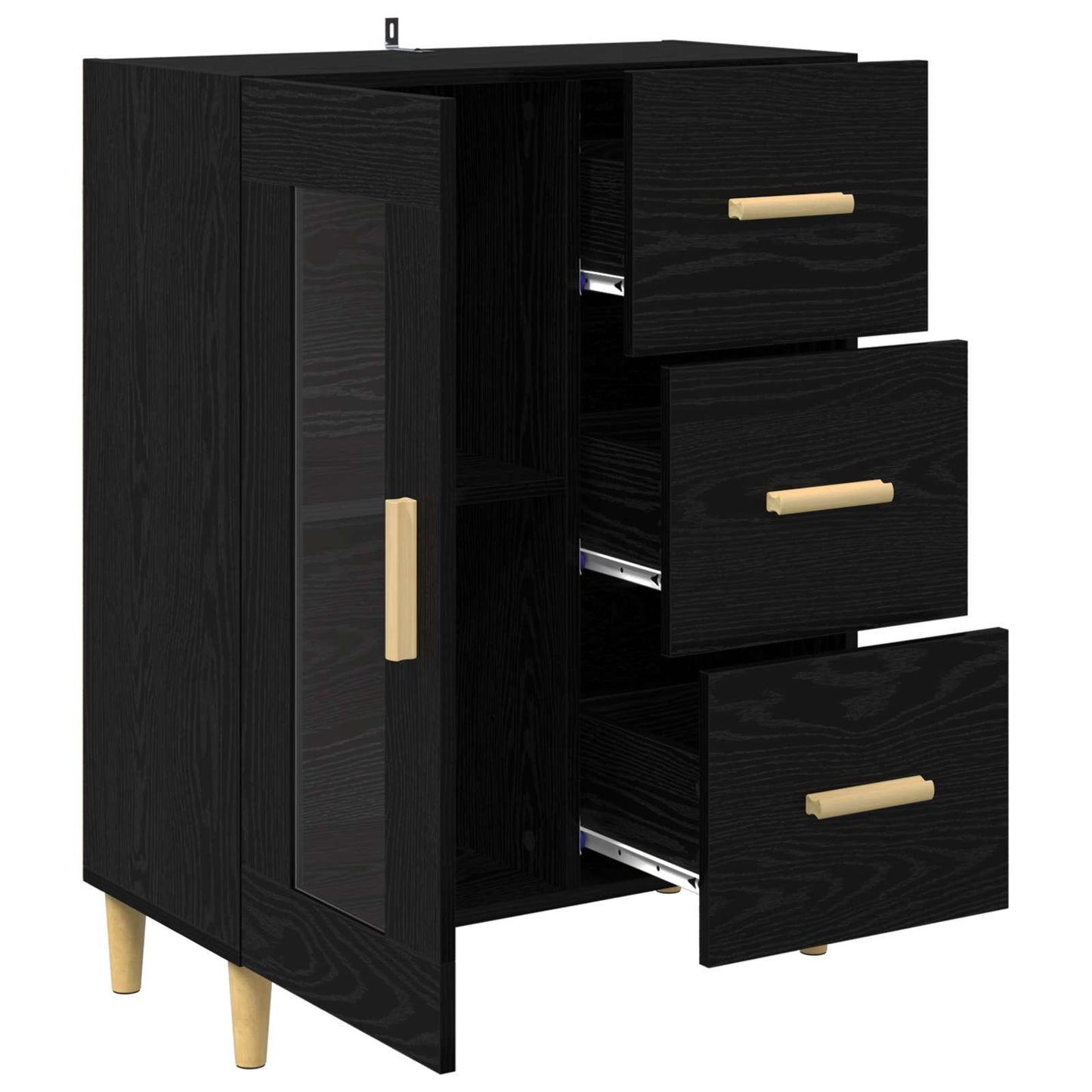 Sideboard Black Oak 69.5 x 34 x 90 cm Engineered Wood