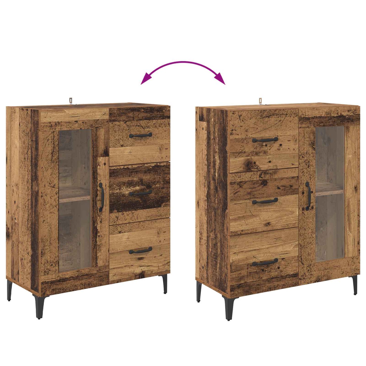 Sideboard Old Wood 69.5 x 34 x 90 cm Engineered Wood and Iron