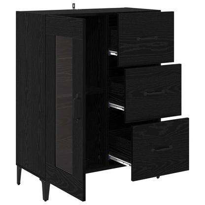 Sideboard Black Oak 69.5 x 34 x 90 cm Engineered Wood and Iron