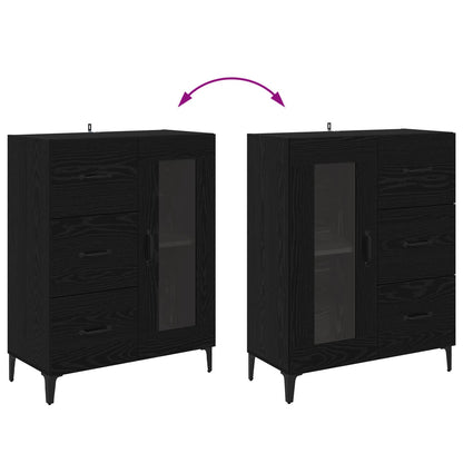 Sideboard Black Oak 69.5 x 34 x 90 cm Engineered Wood and Iron