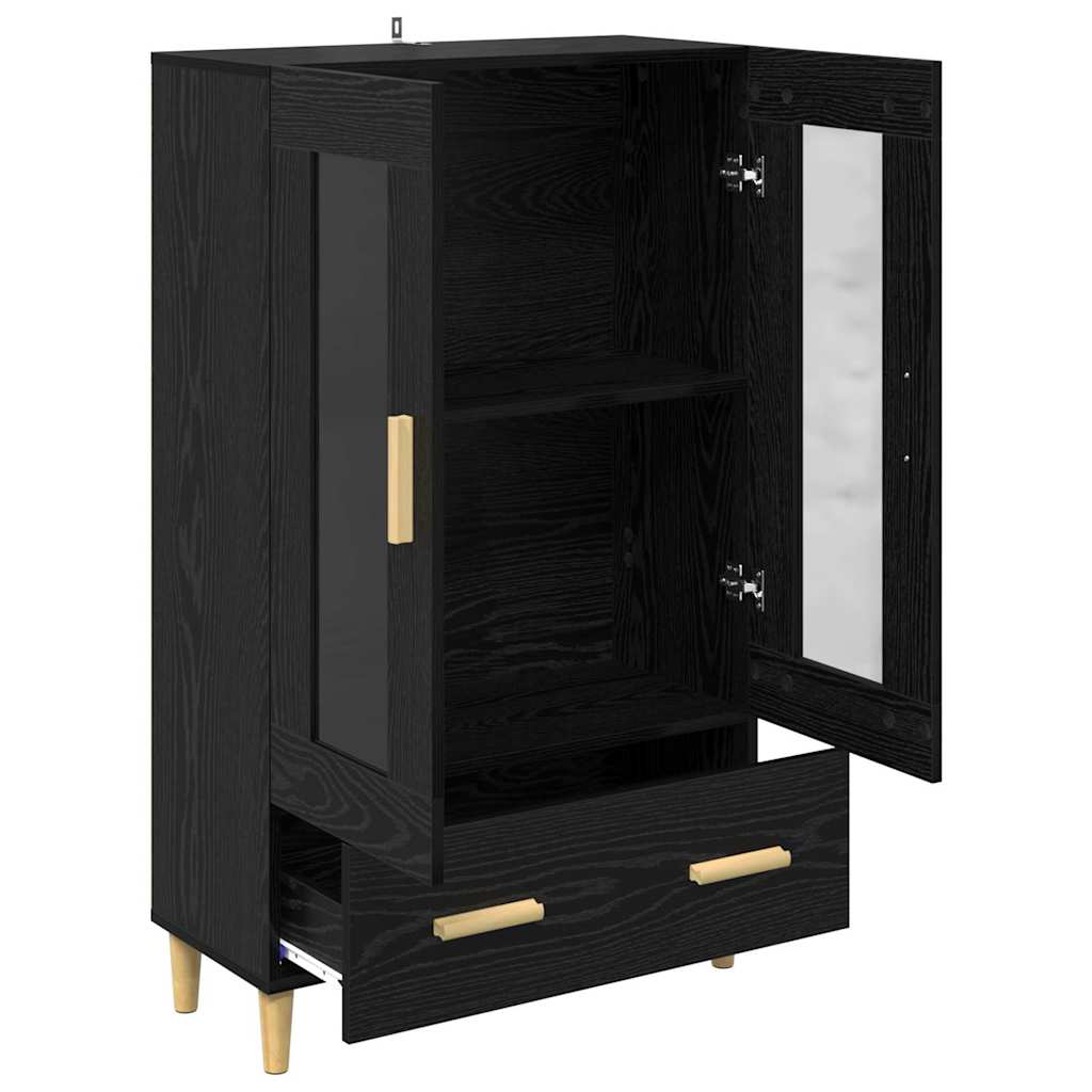 Highboard Black Oak 70 x 31 x 115 cm Engineered Wood