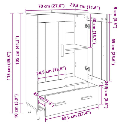 Highboard Black Oak 70 x 31 x 115 cm Engineered Wood