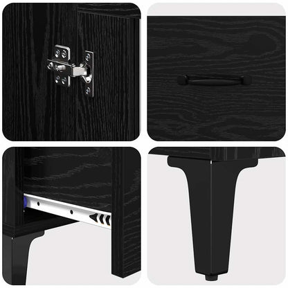 Highboard Black Oak 70 x 31 x 115 cm Engineered Wood and Iron