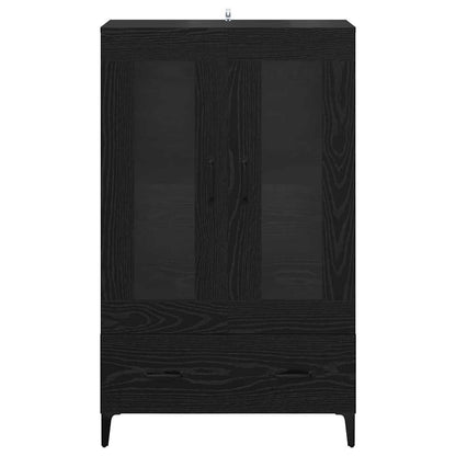 Highboard Black Oak 70 x 31 x 115 cm Engineered Wood and Iron
